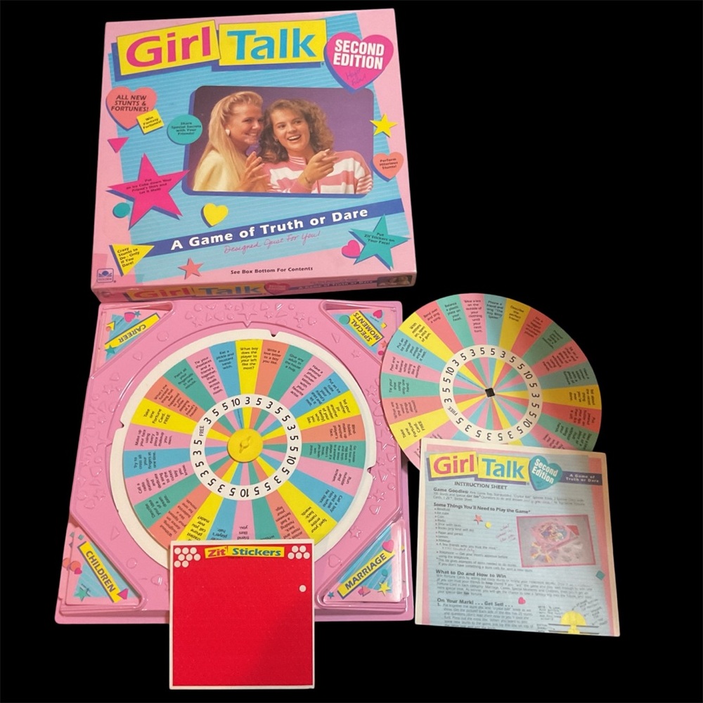 Girl Talk Second Edition VTG Hasbro 1990 truth or dare Board Game